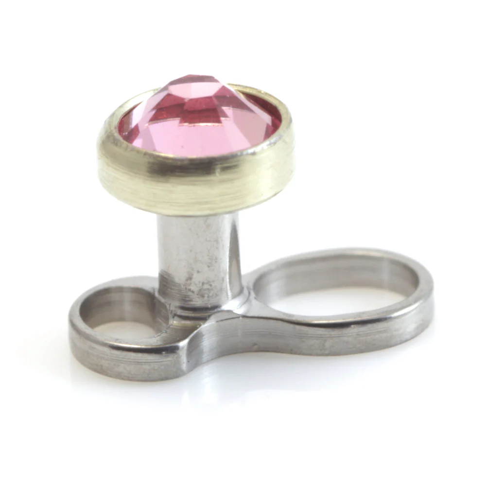 Titanium Internal Thread Micro Dermal Anchor with Zircon Gold Gem Disk - Image 8