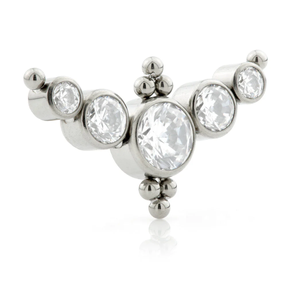 Titanium Micro Crystal Multi Gem and Bead Crescent (0.9mm thread)