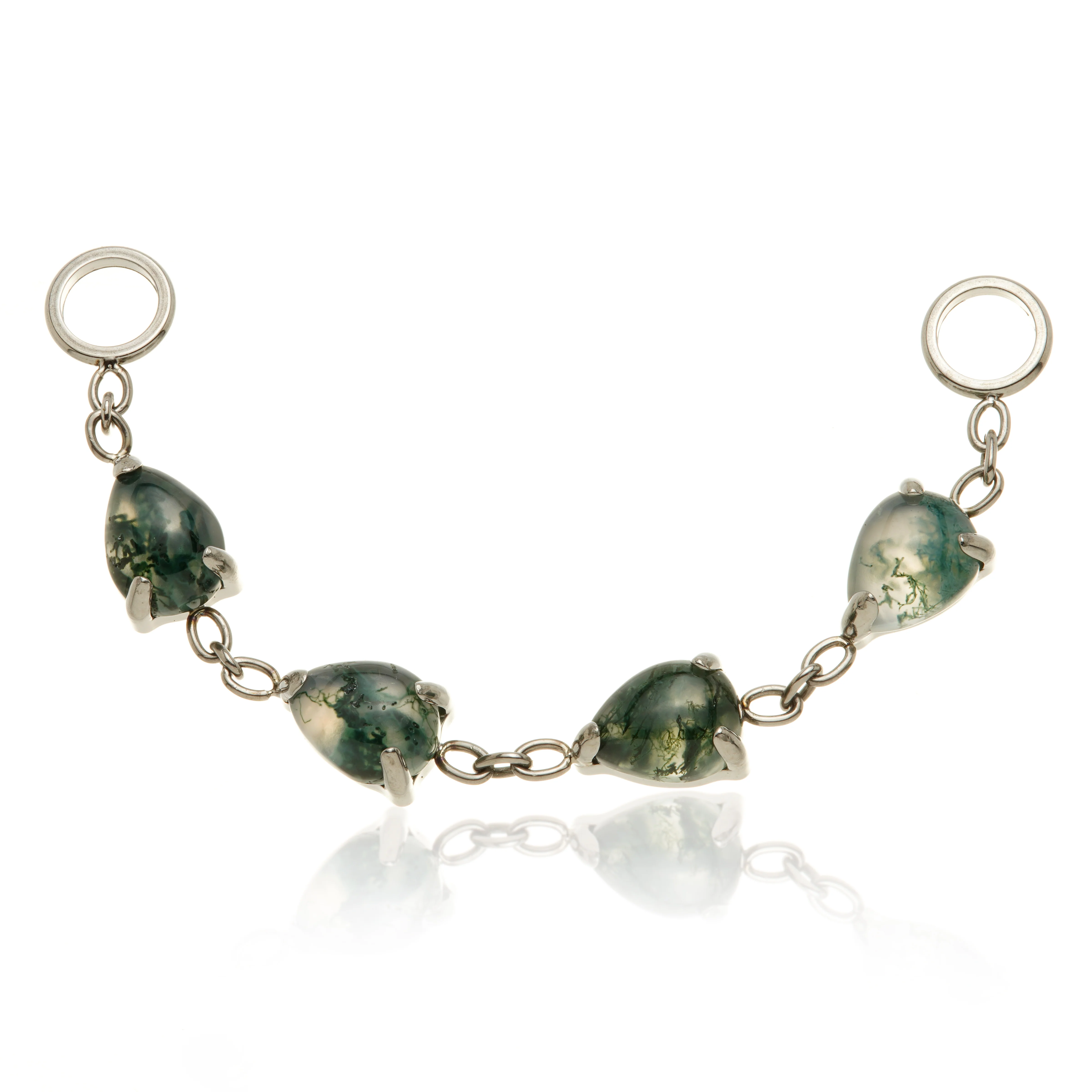 Titanium Moss Agate Multi Teardrop Chain Attachment