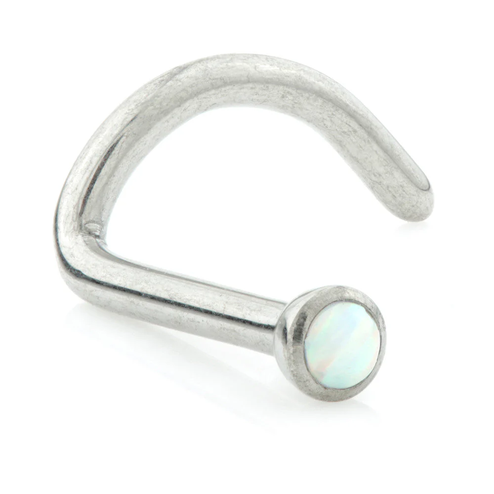 Titanium Opal Round Curl Nose Stud-0.8-2.5-W
