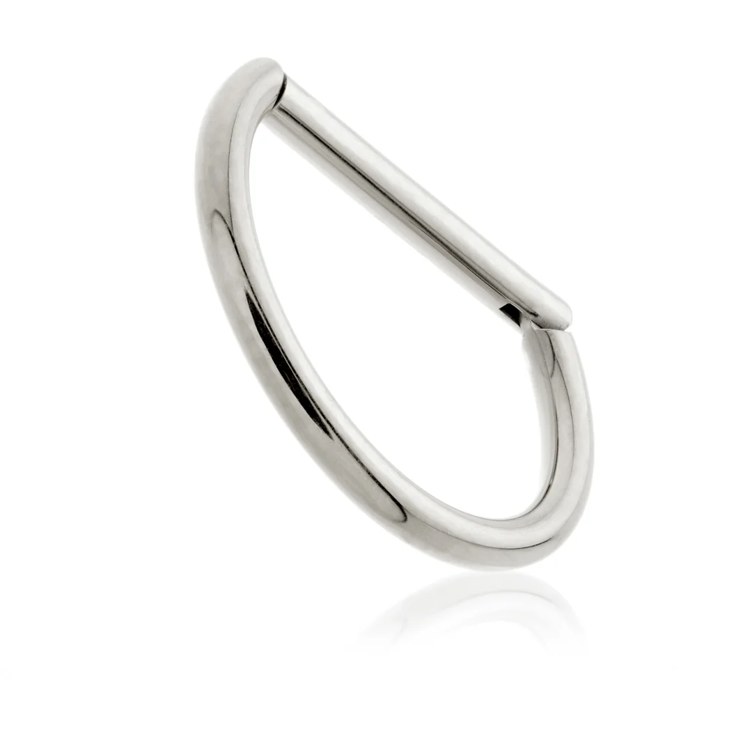 Titanium Plain D Shape Hinged Ring