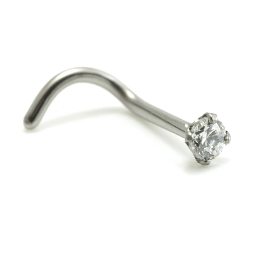 Titanium Prong Set Gem Nose Stud