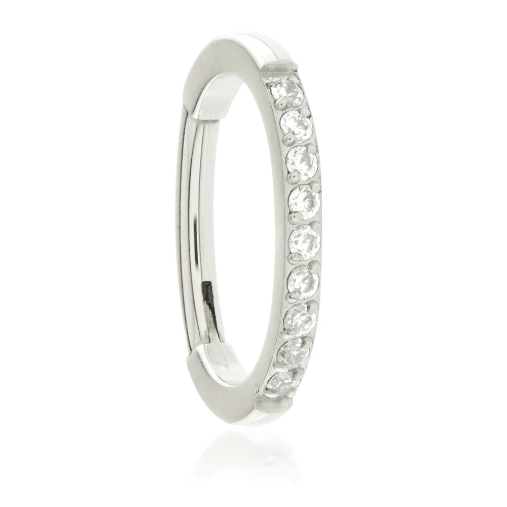 Titanium Rook Oval Side Gem Rook Hinged Ring