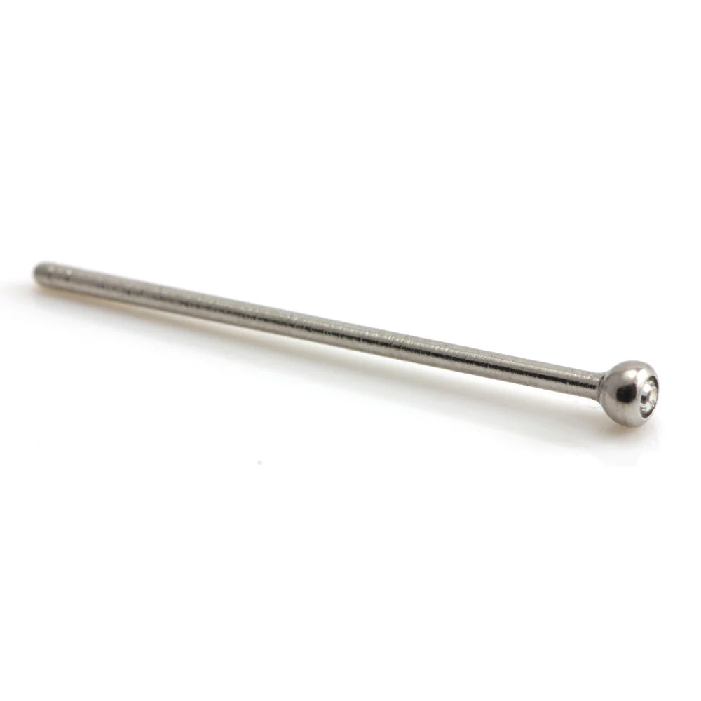 Titanium Straight Gem Nose Stud - UK Made