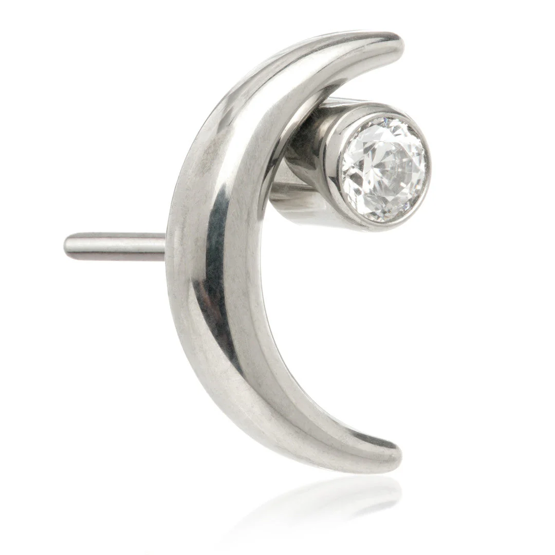Titanium Threadless Crescent Moon with Gem Attachment