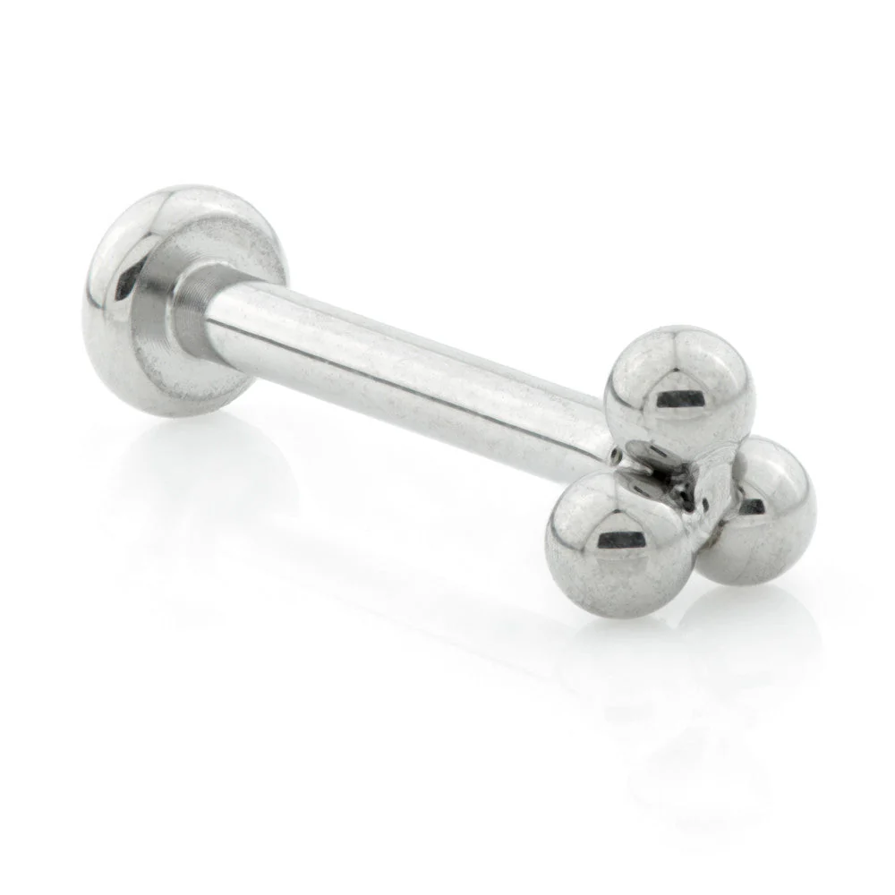 Titanium Threadless Labret with Trinity Dot Attachment (1.0mm Thread)