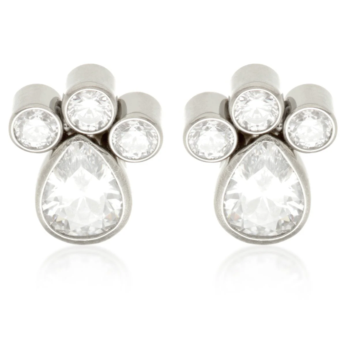 Titanium Threadless Stud Earrings with Quad Gems Attachment (Pair)
