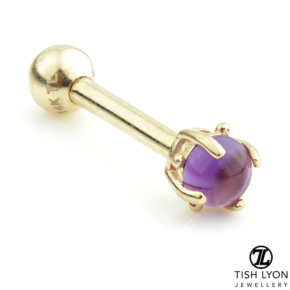 TL - 14ct Gold Amethyst Prong Microbar - Image 2