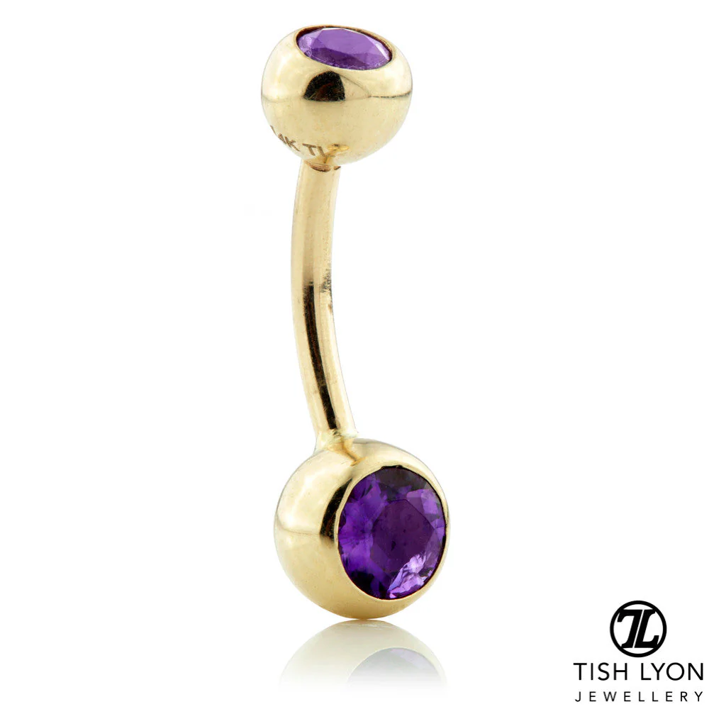 TL - 14ct Gold Amethyst Round Navel - Image 2