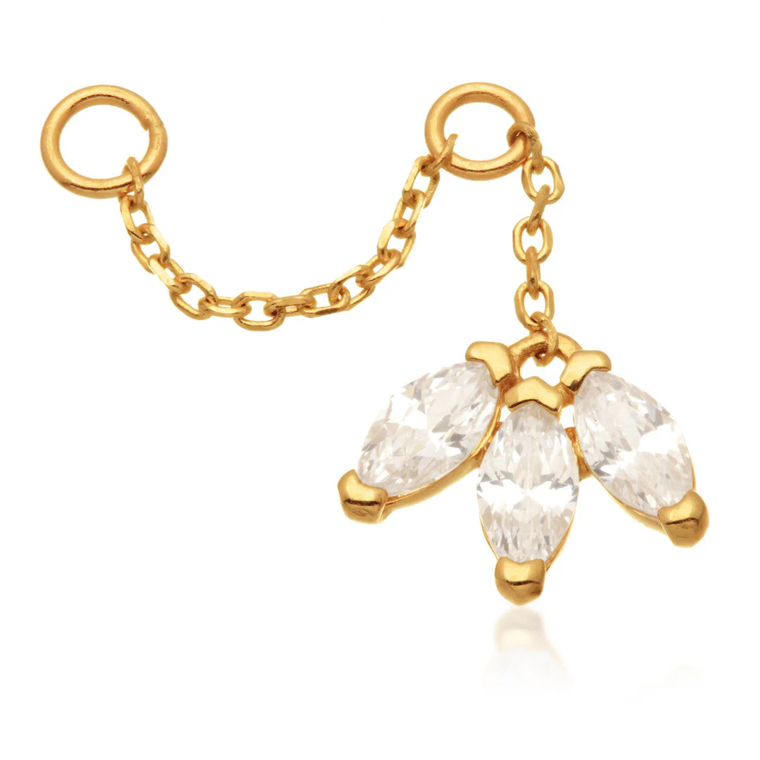 TL - 14ct Gold Chain with Marquise Attachment