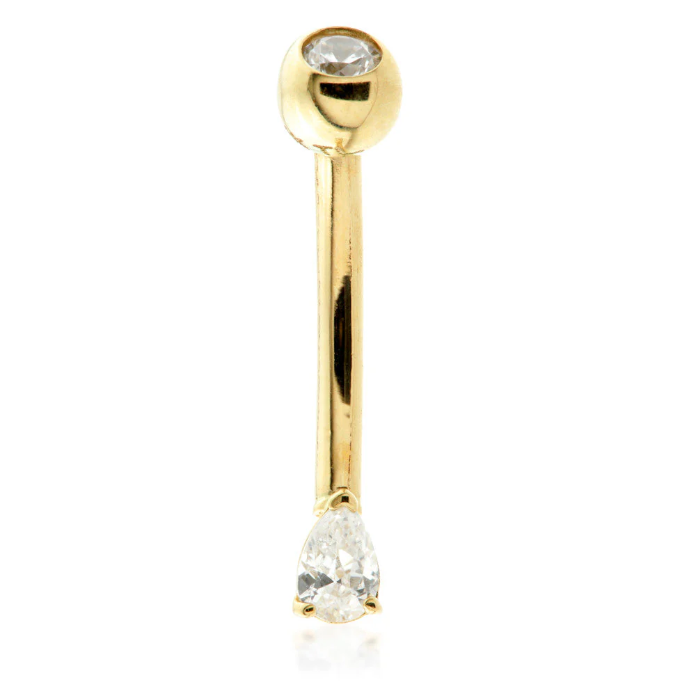 TL - 14ct Gold CZ Tear Rook Bar