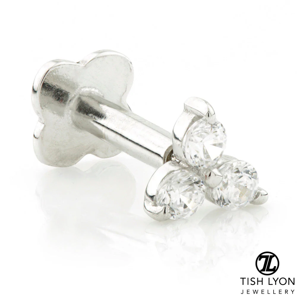 TL - 14ct Gold Diamond Trinity Internal Labret - Image 2