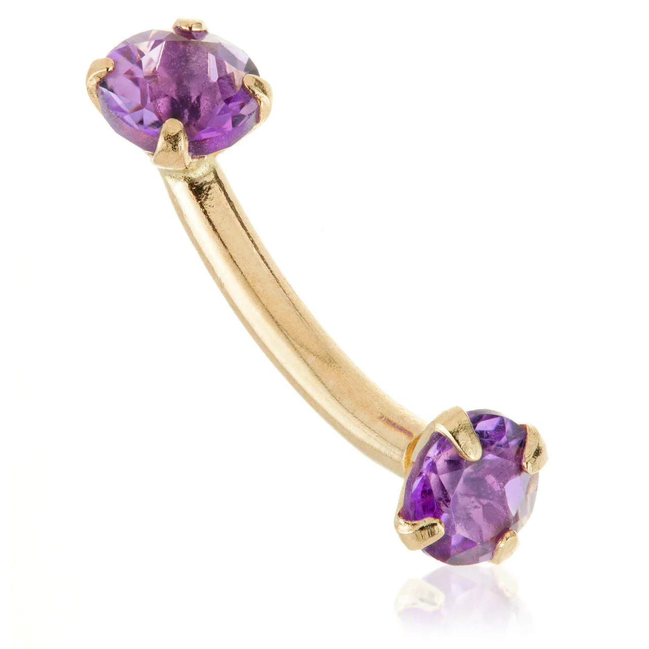 TL - 14ct Gold Double Amethyst Prong Set Rook Bar - Image 2