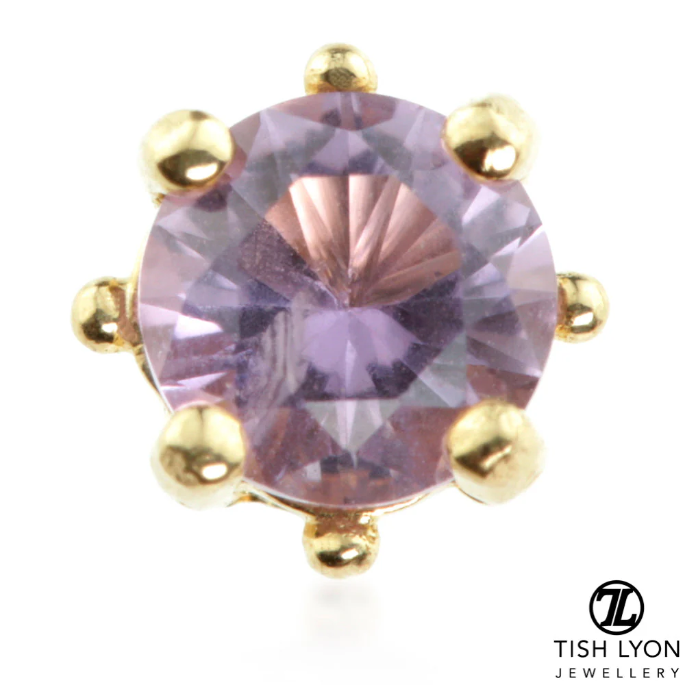 TL - 14ct Gold Facetted Amethyst Prong Microbar - Image 2