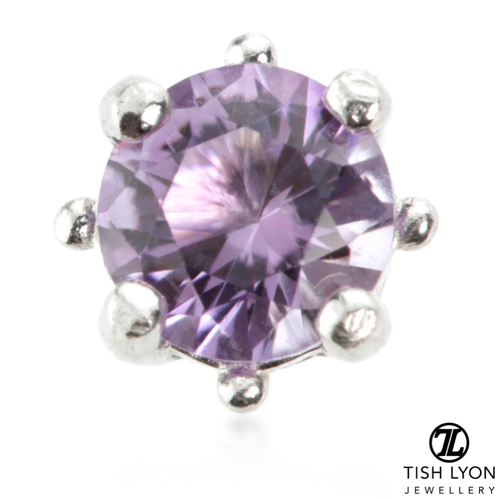 TL - 14ct Gold Facetted Amethyst Prong Microbar - Image 3