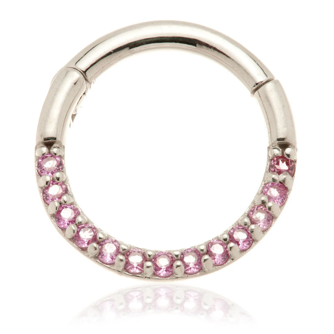 TL - 14ct Gold Flat Pavé Ruby Daith Septum Ring
