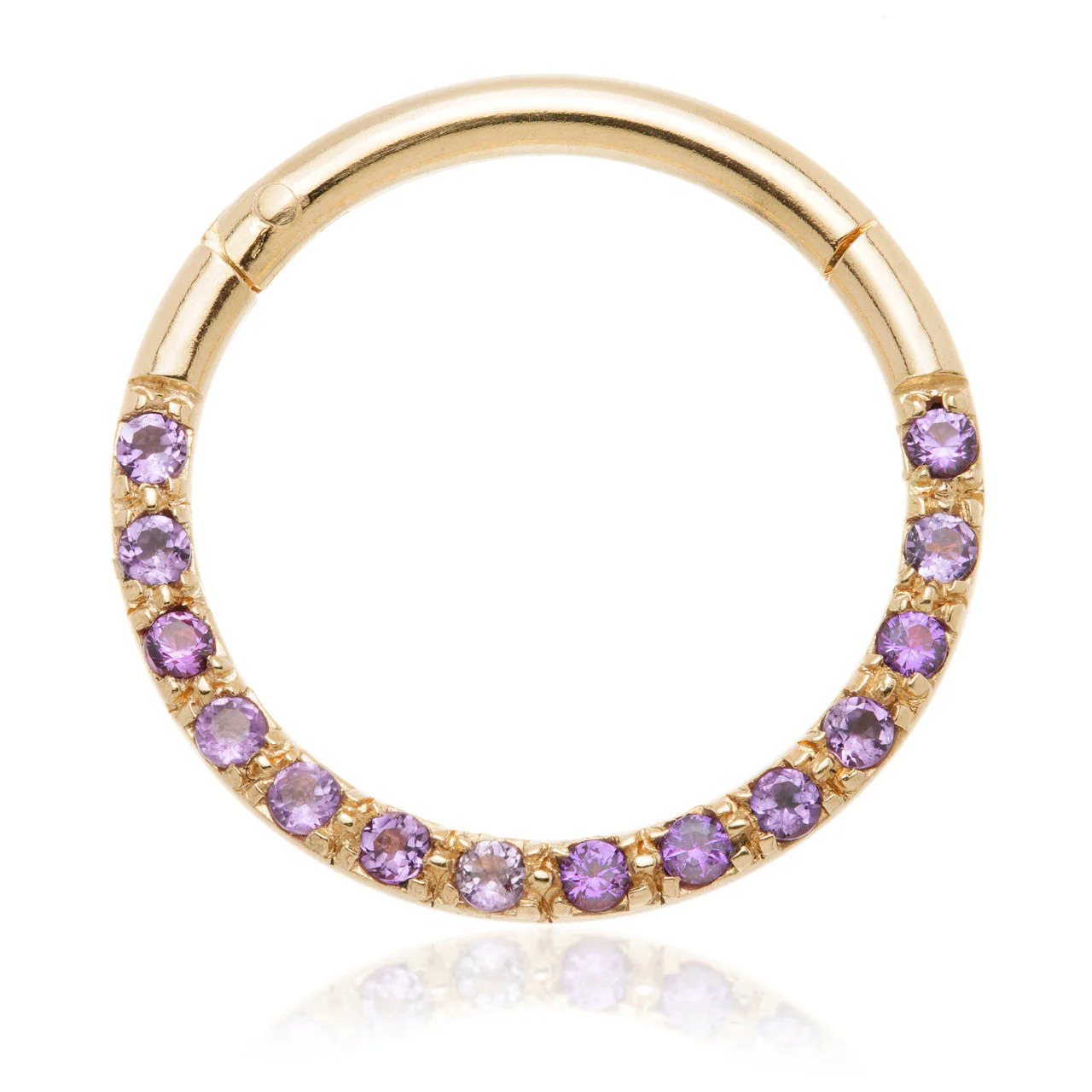 TL- 14ct Gold Front Facing Pave Amethyst Hinge Ring