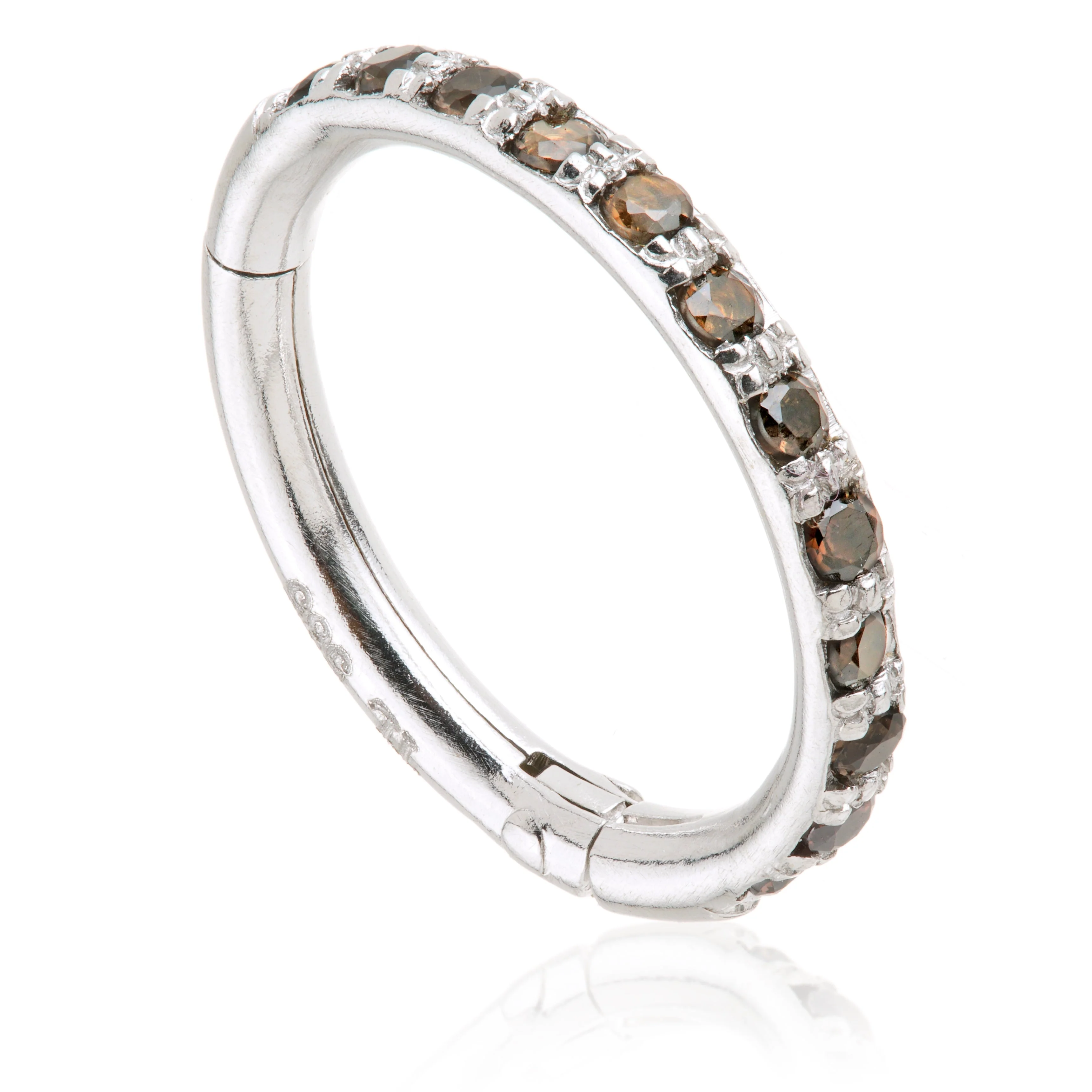 TL- 14ct Gold Full Pave Smokey Quartz Hinge Ring - Image 2