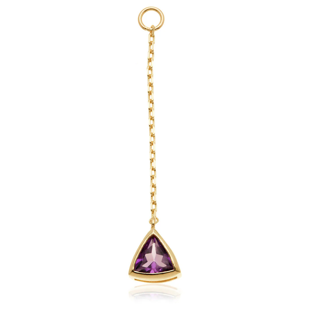 TL - 14ct Gold Hanging Amethyst Trillion Chain-14K-Y