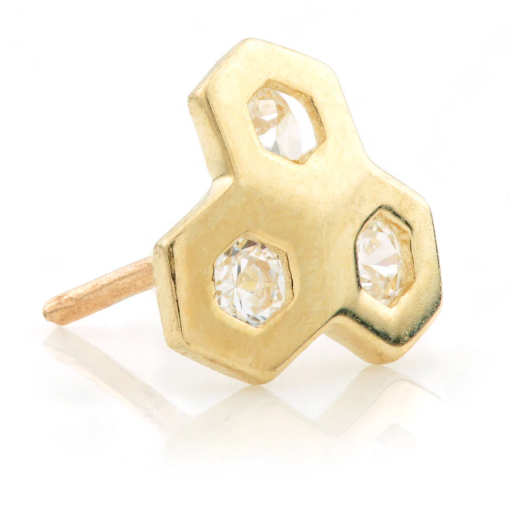TL - 14ct Gold Honeycomb Gem Threadless Attachment - Image 2