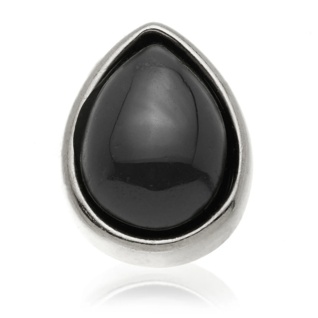 TL - 14ct Gold Internal Black Agate Cabochon Pear Attachment - Image 2