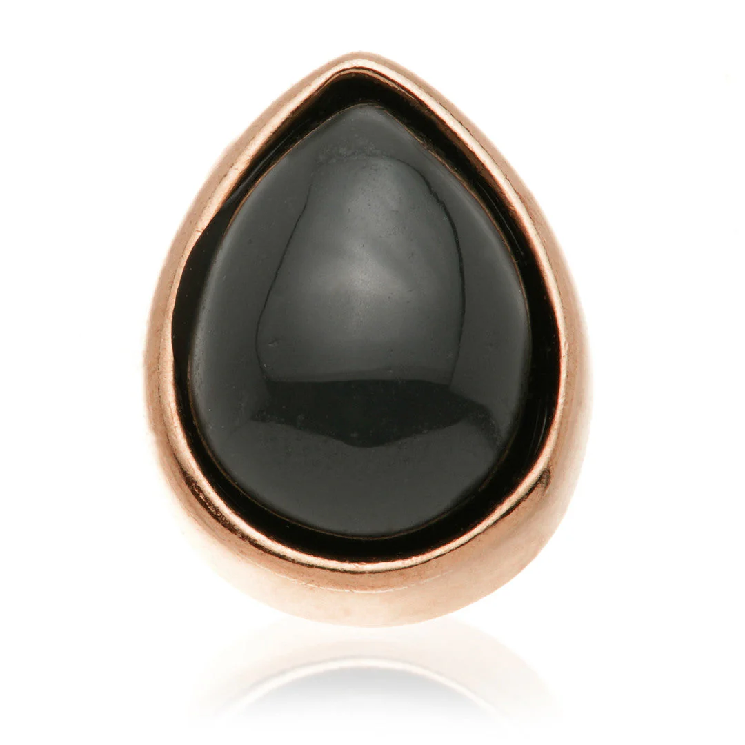 TL - 14ct Gold Internal Black Agate Cabochon Pear Attachment - Image 9