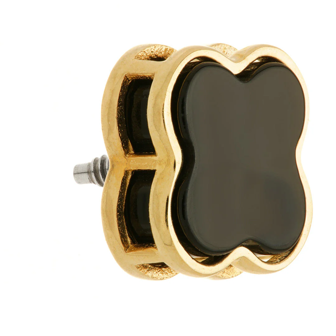 TL - 14ct Gold Internal Black Onyx Clover Attachment - Image 2