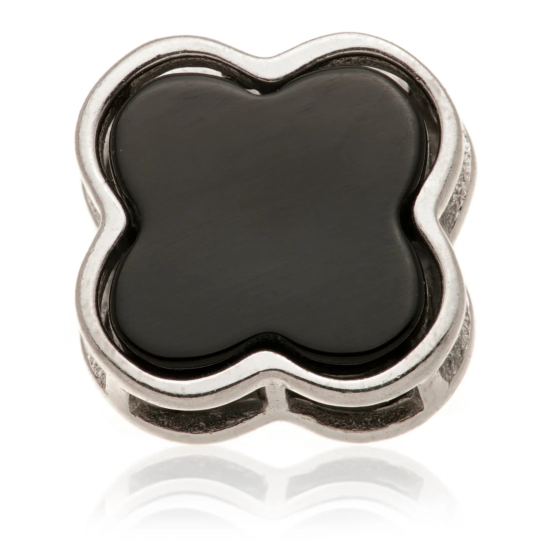 TL - 14ct Gold Internal Black Onyx Clover Attachment - Image 5