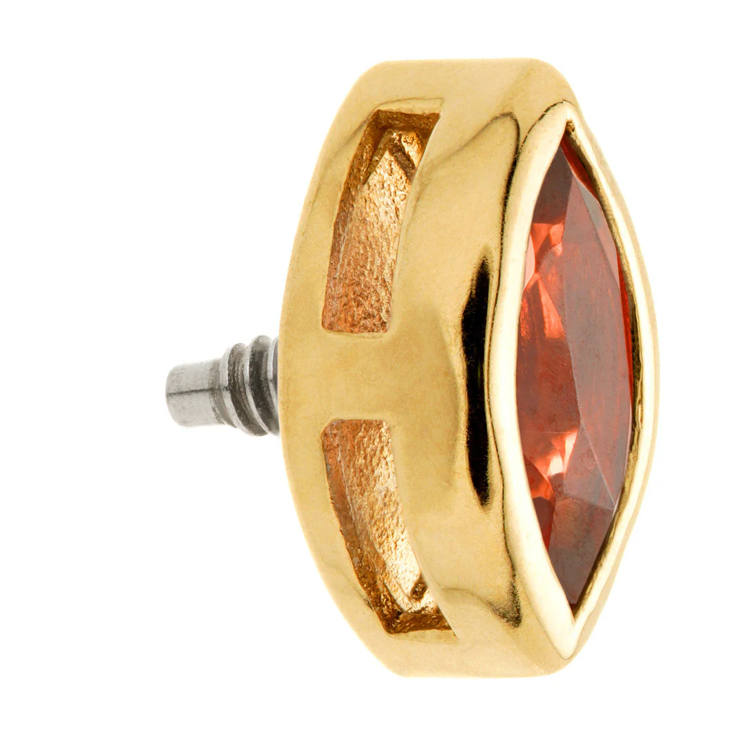TL - 14ct Gold Internal Garnet Marquise Attachment - Image 2