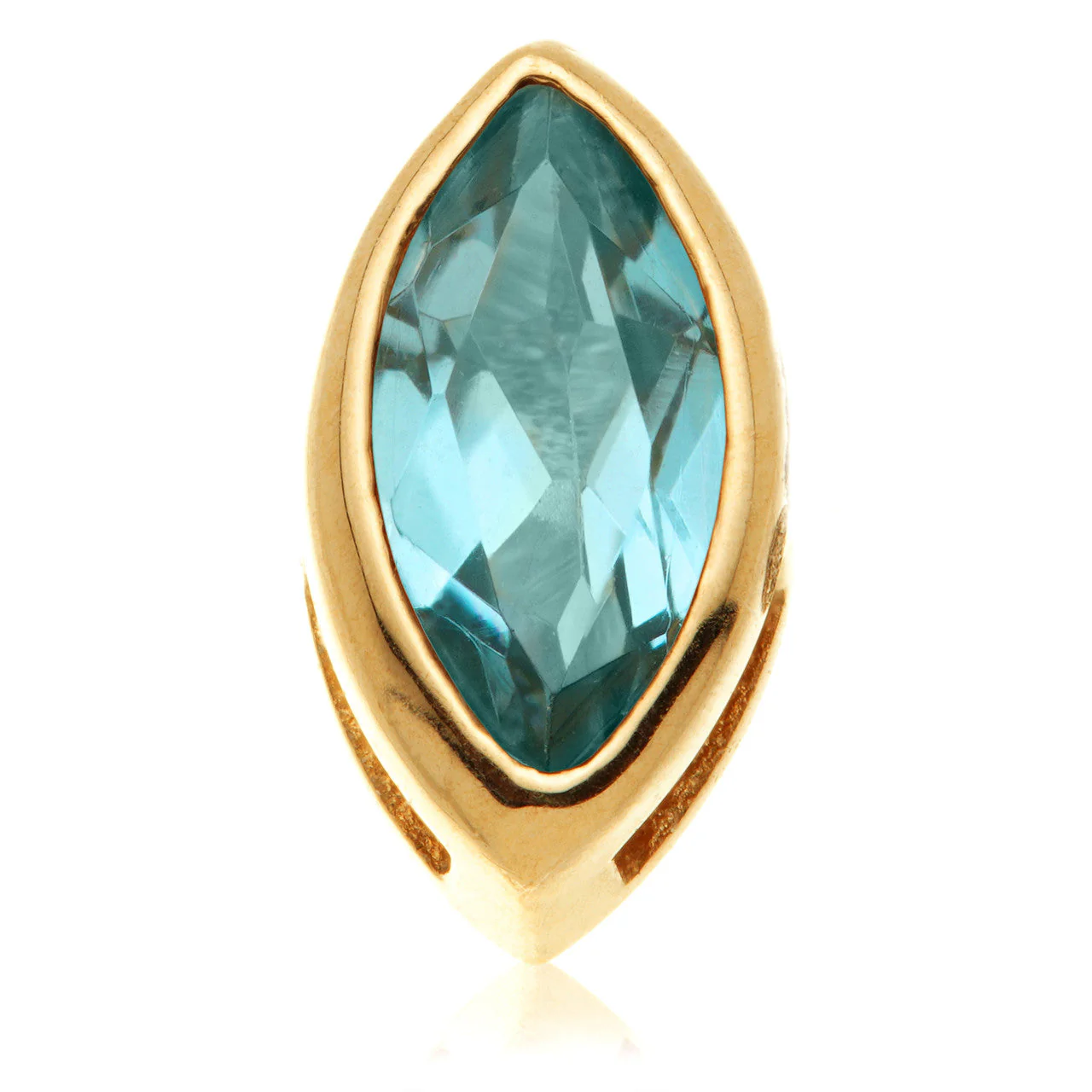 TL - 14ct Gold Internal London Blue Topaz Marquise Attachment - Image 6
