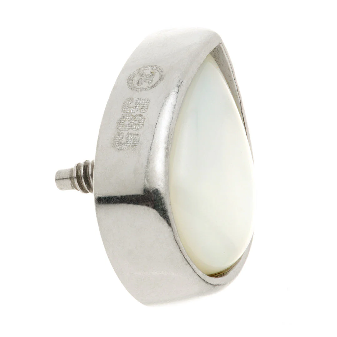TL - 14ct Gold Internal Mother of Pearl Cabochon Pear Attachment - Image 4