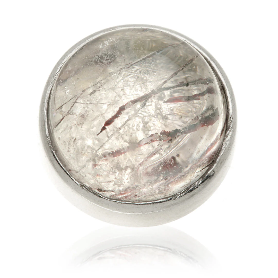 TL - 14ct Gold Internal Rutilated Quartz Cabochon Round Attachment - Image 3