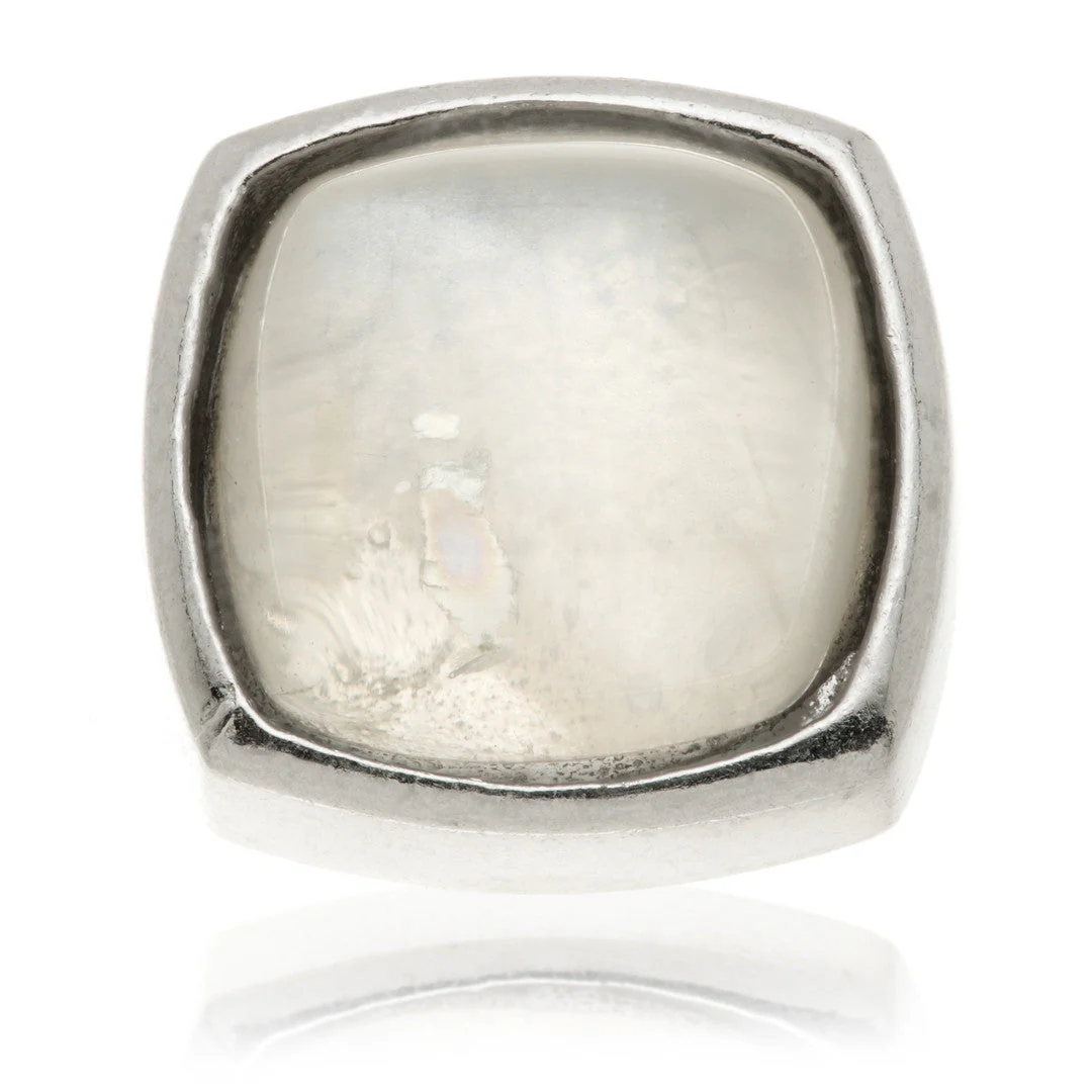 TL - 14ct Gold Internal White Moonstone Cabochon Cushion Attachment - Image 3
