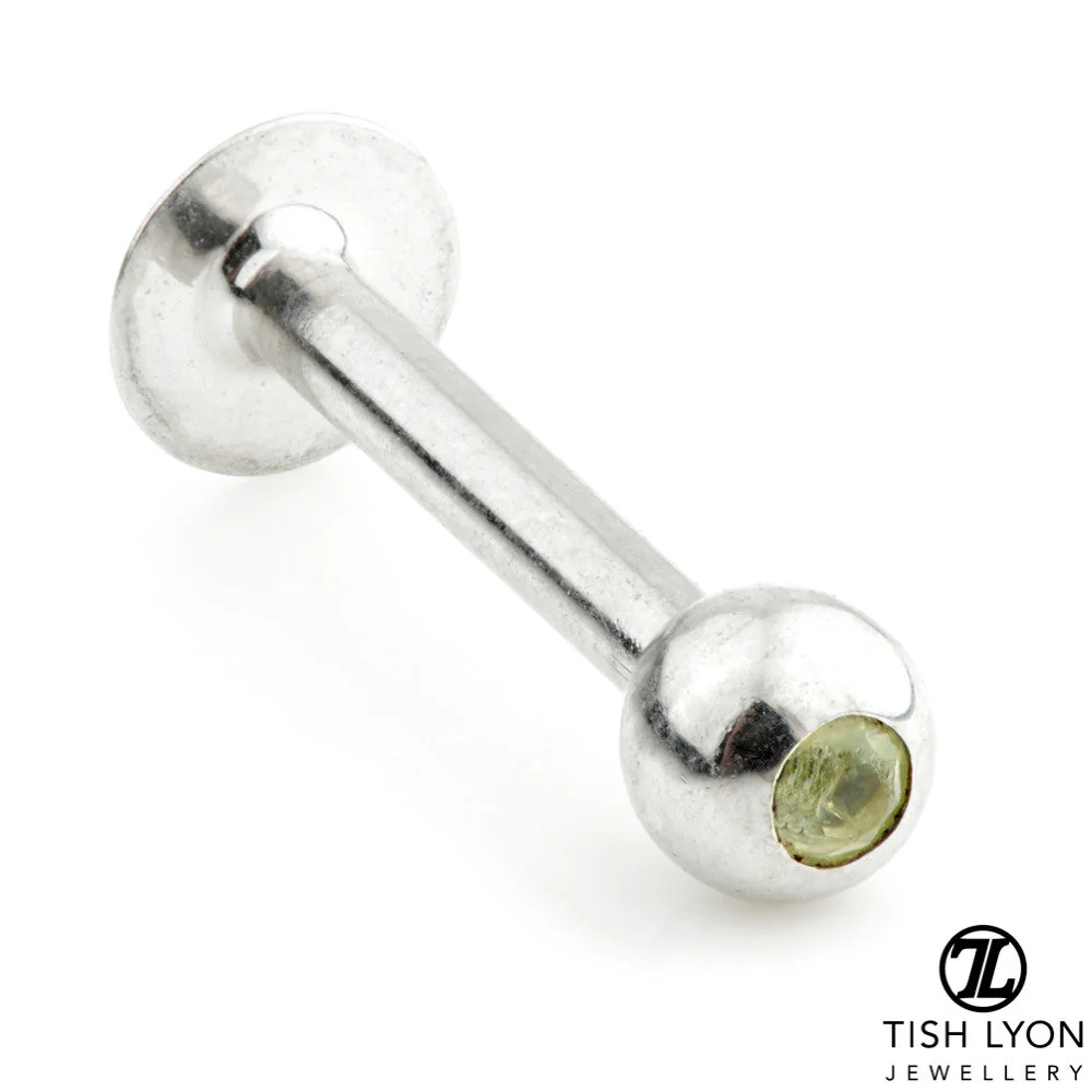 TL - 14ct Gold Micro Peridot External Thread Labret