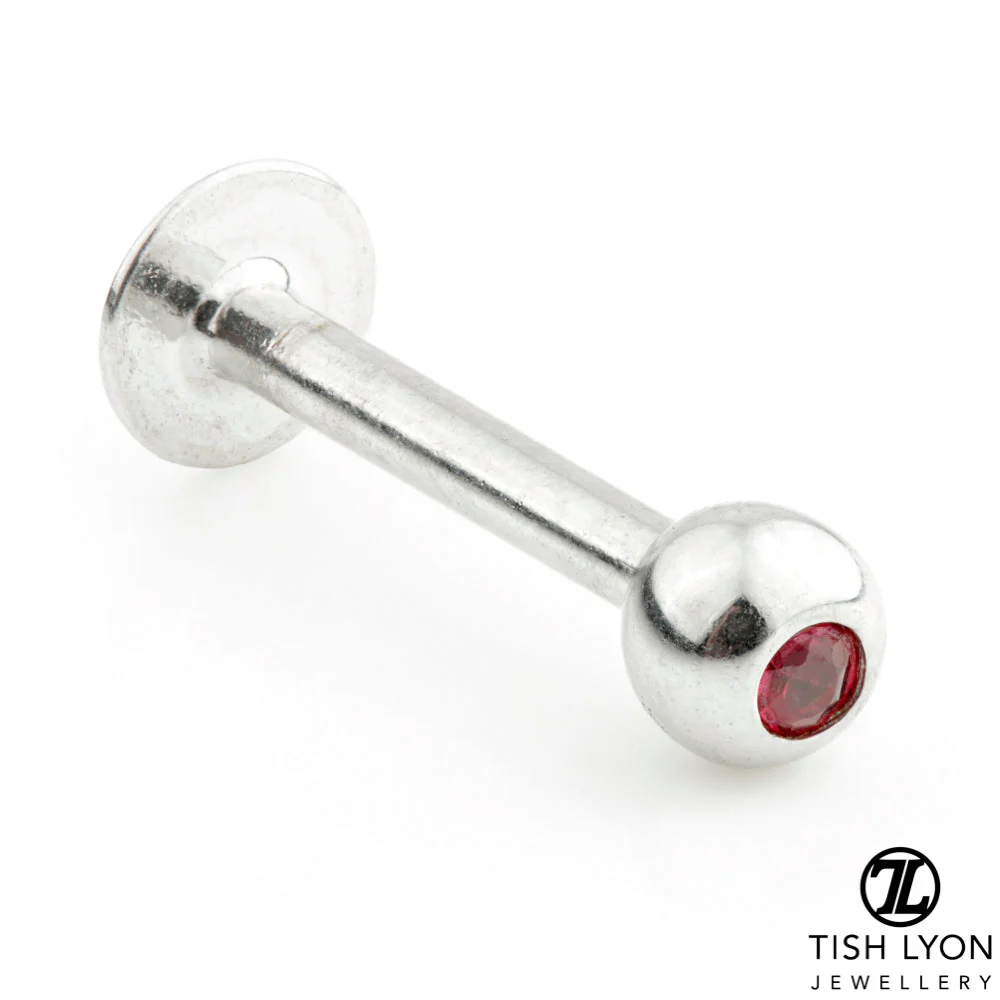 TL - 14ct Gold Micro Ruby External Thread Labret - Image 3