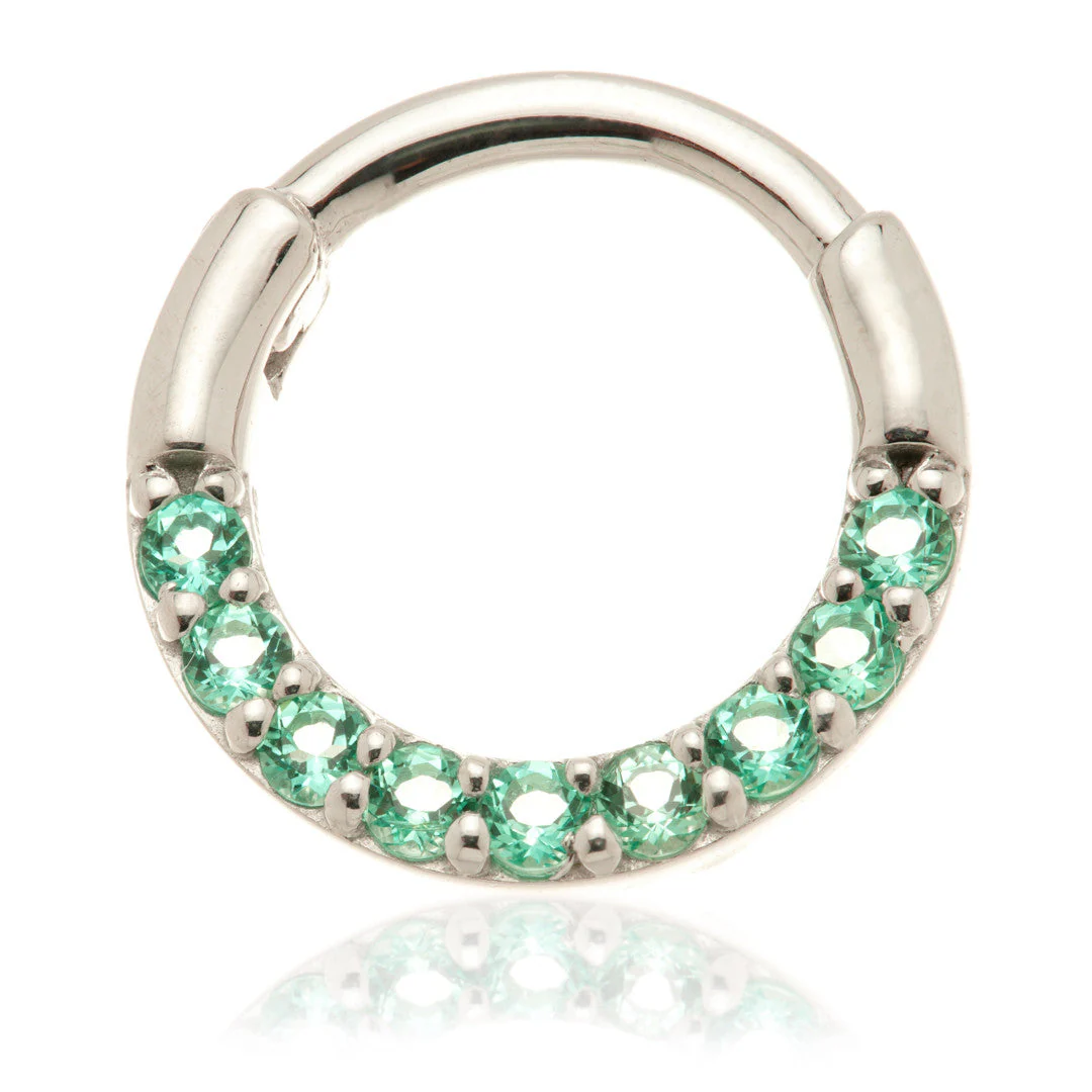 TL - 14ct Gold Pavé Emerald Daith Septum Ring