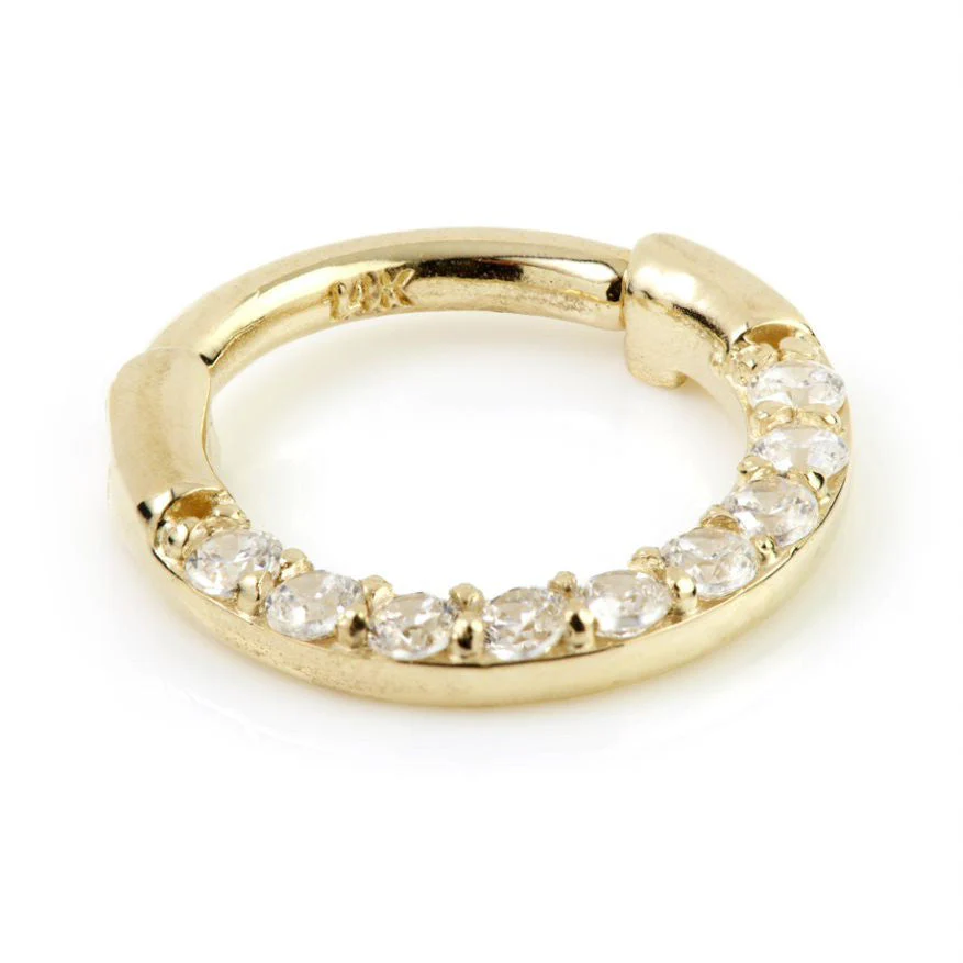 TL - 14ct Gold Pave Gems Daith Septum Ring