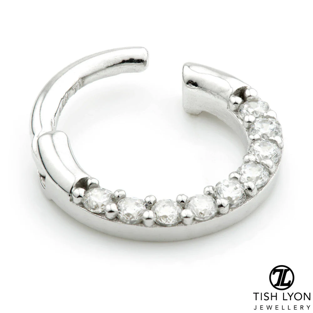 TL - 14ct Gold Pave Gems Daith Septum Ring - Image 2