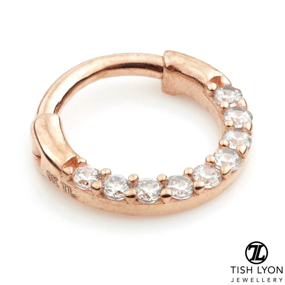TL - 14ct Gold Pave Gems Daith Septum Ring - Image 3