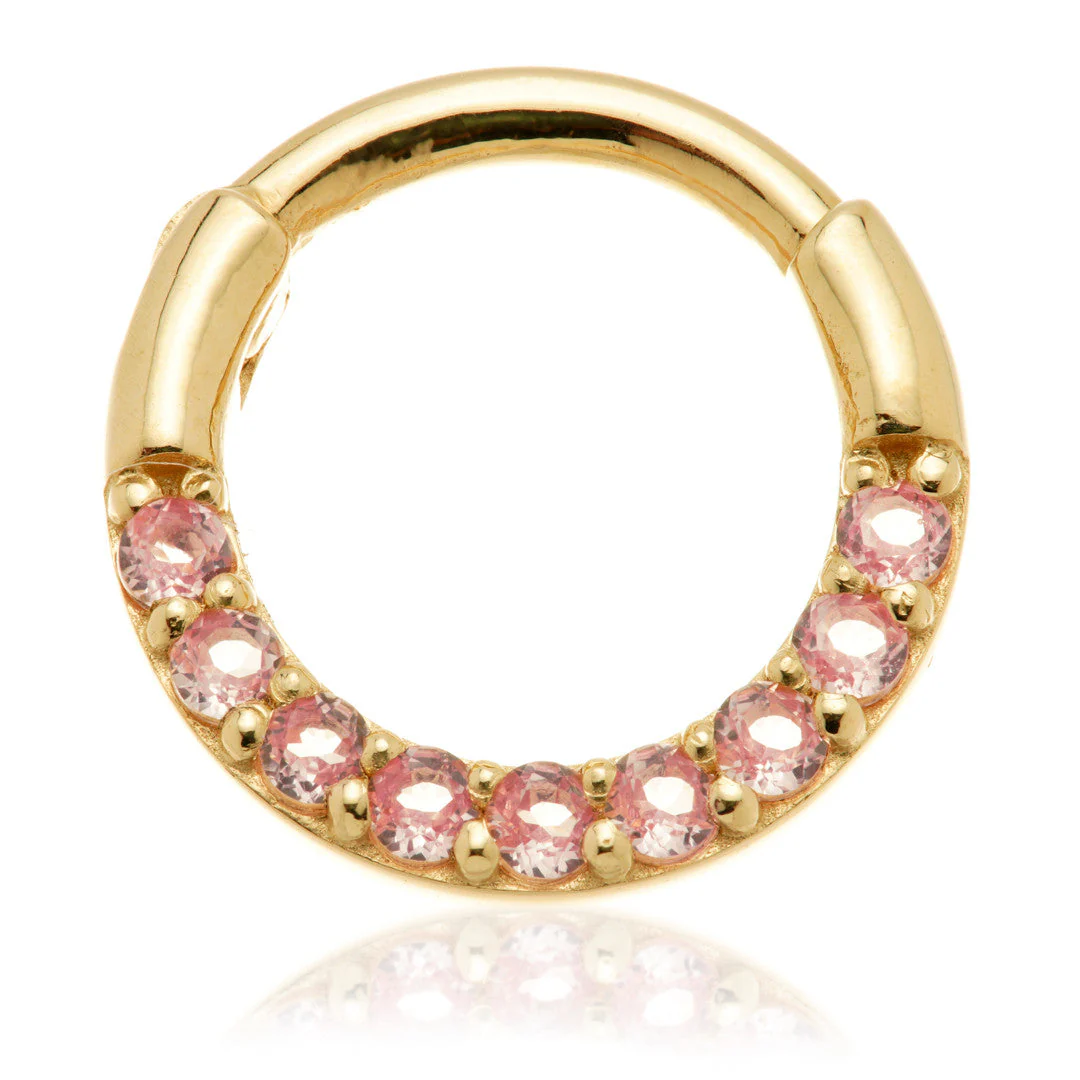 TL - 14ct Gold Pavé Pink Sapphire Daith Septum Ring