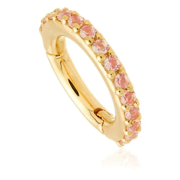 TL - 14ct Gold Pavé Pink Sapphire Eternity Hinge Ring - Image 2