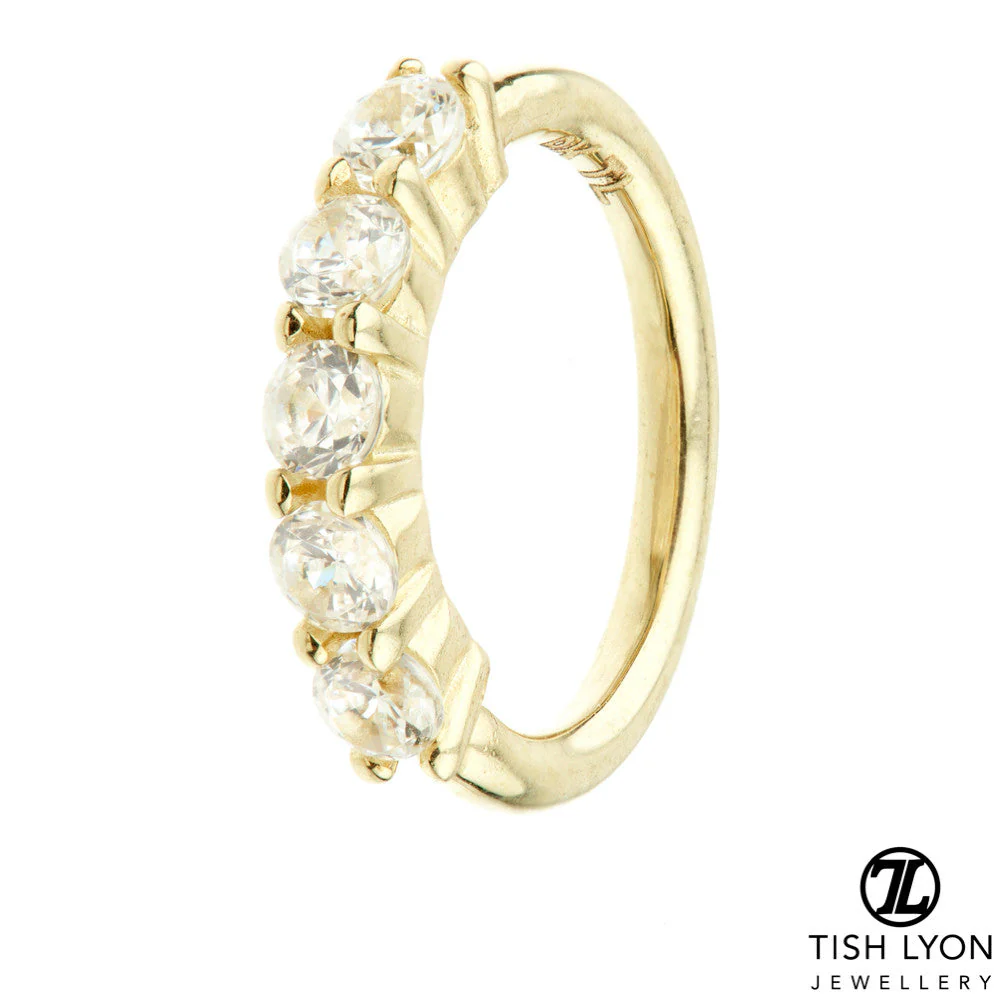 TL - 14ct Gold Prong Set Jewelled Twist Ring - Image 2
