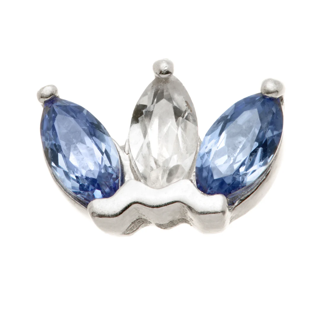 TL - 14ct Gold Semi-Precious Marquise Triple Gem Pin Attachment - Image 4