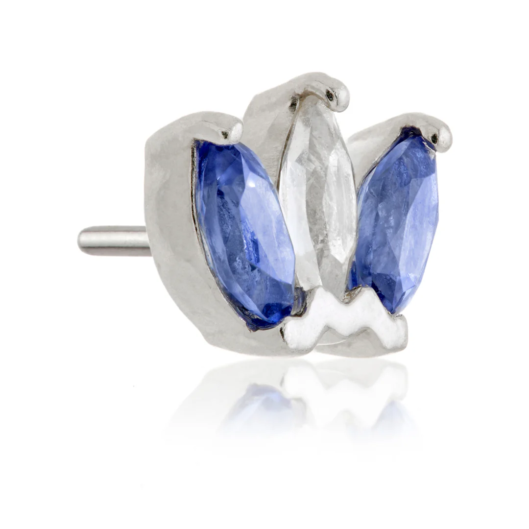 TL - 14ct Gold Semi-Precious Marquise Triple Gem Pin Attachment - Image 8