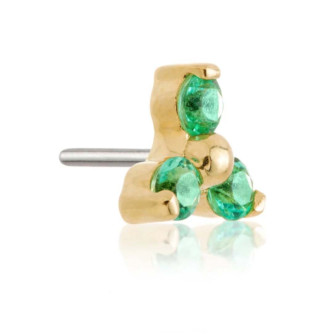 TL - 14ct Gold Semi-Precious Trinity Gem Pin Attachment - Image 5