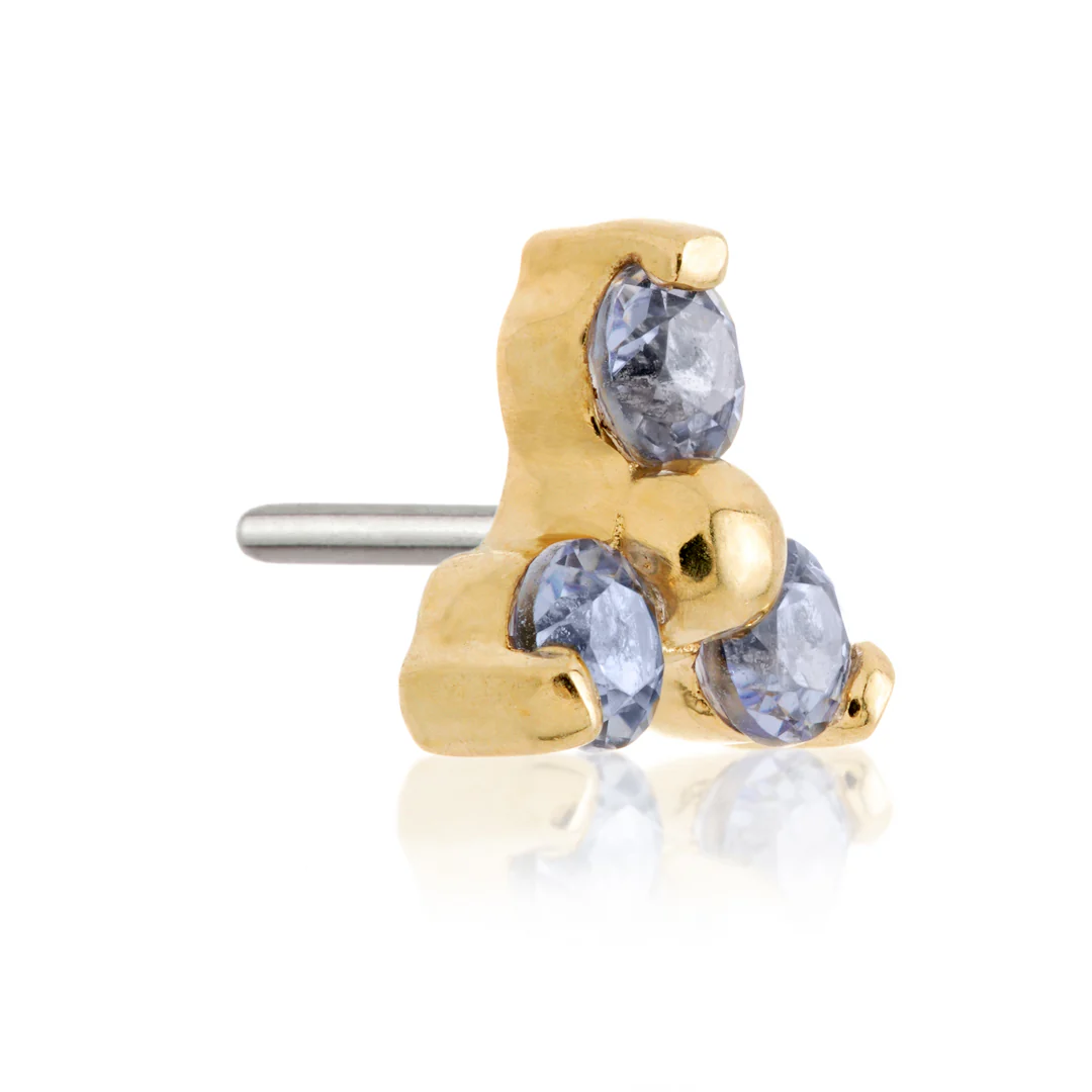 TL - 14ct Gold Semi-Precious Trinity Gem Pin Attachment - Image 6