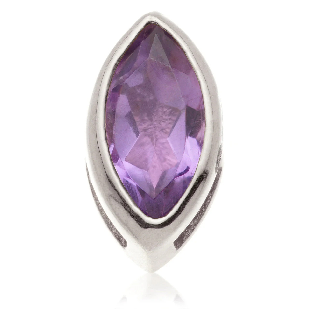 TL - 14ct Gold Threadless Amethyst Marquise Pin Attachment - Image 5