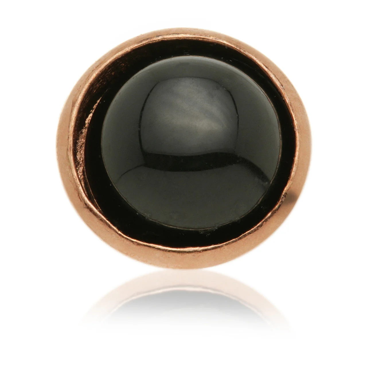 TL - 14ct Gold Threadless Black Agate Cabochon Bezel Pin Attachment - Image 2