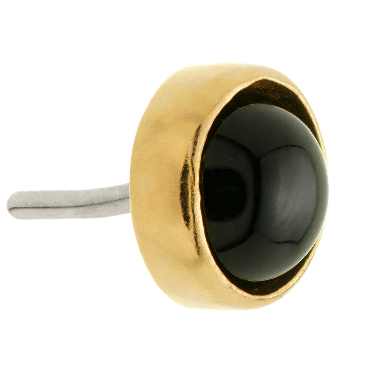 TL - 14ct Gold Threadless Black Agate Cabochon Bezel Pin Attachment - Image 3