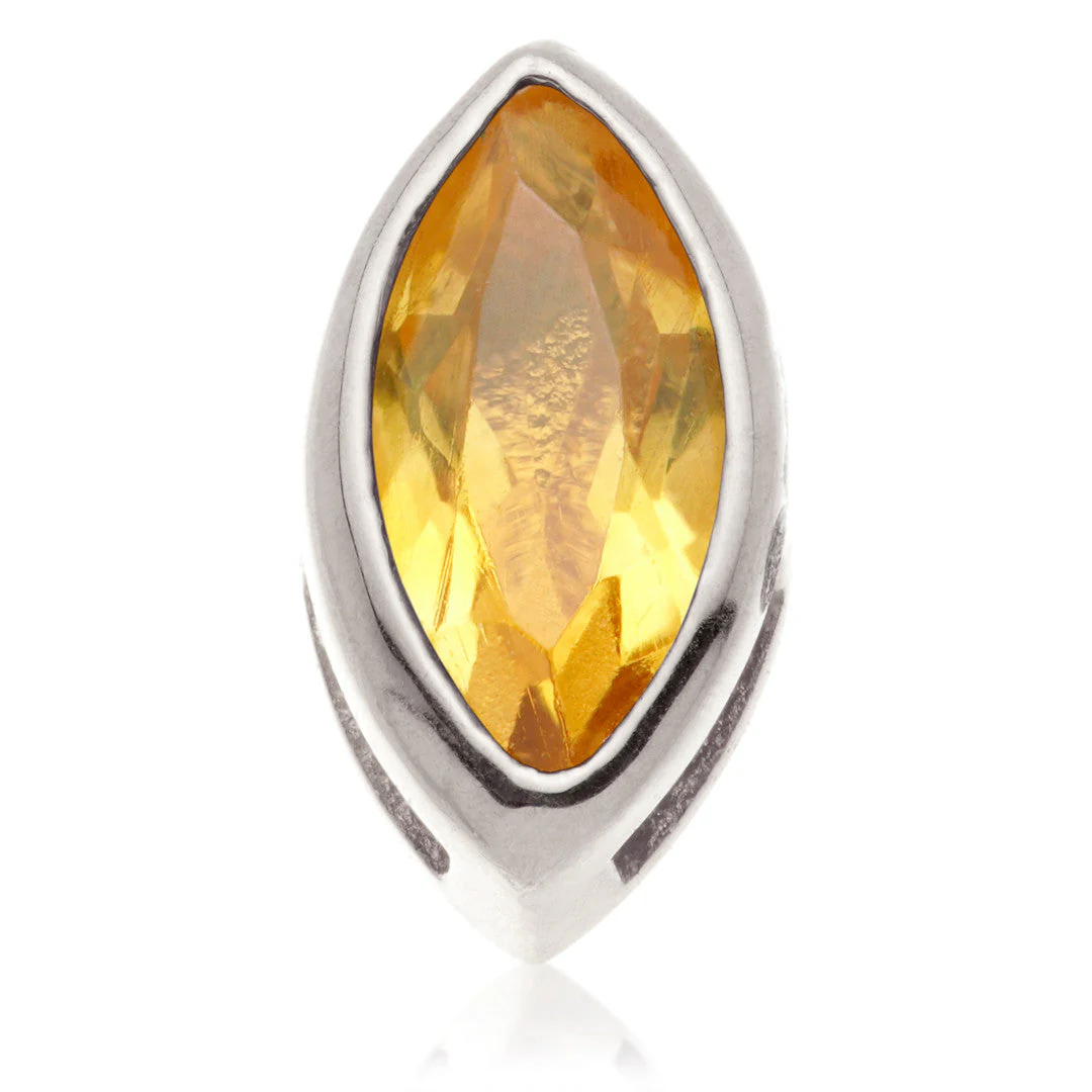 TL - 14ct Gold Threadless Citrine Marquise Pin Attachment - Image 2
